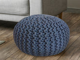 Mia - Pouf - blauw - 100% gerecycled katoen - Ø 55 cm, hoogte 37 cm
